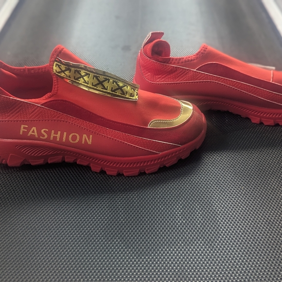 Red and Gold Men's Sneakers - Picture 1 of 3